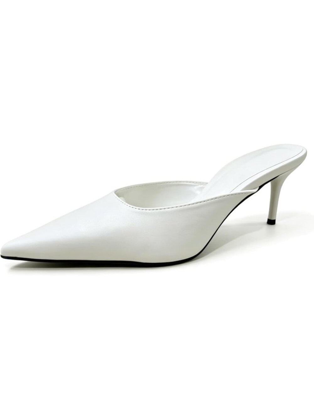 Women's White Faux Leather Stiletto Closed Toe Heel Sandals Fashion Heeled